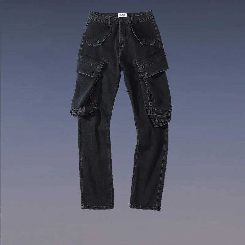 

High street VIBE wind three-dimensional big pocket functional overalls men's loose and old trend straight trousers cargo pants