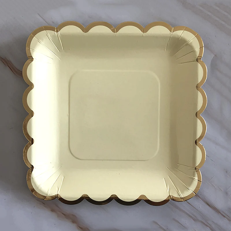 40 шт./компл. набор одноразовой посуды квадратные бумажные тарелки салфетки