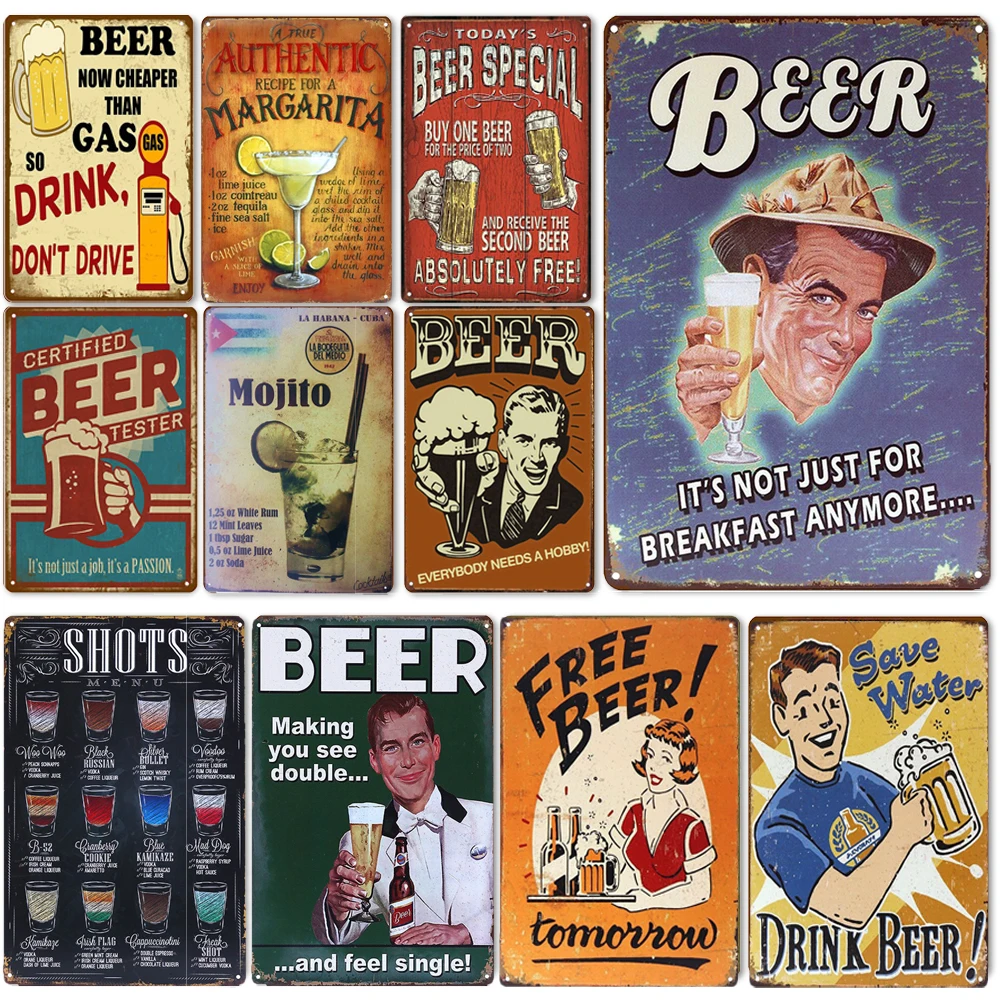 

Cartoon Alcohol Liquor Iron Painting Vintage Metal Tin Sign Beer Poster Metal Wall Art Tin Sign Plate for Bar Pub Wall Decor