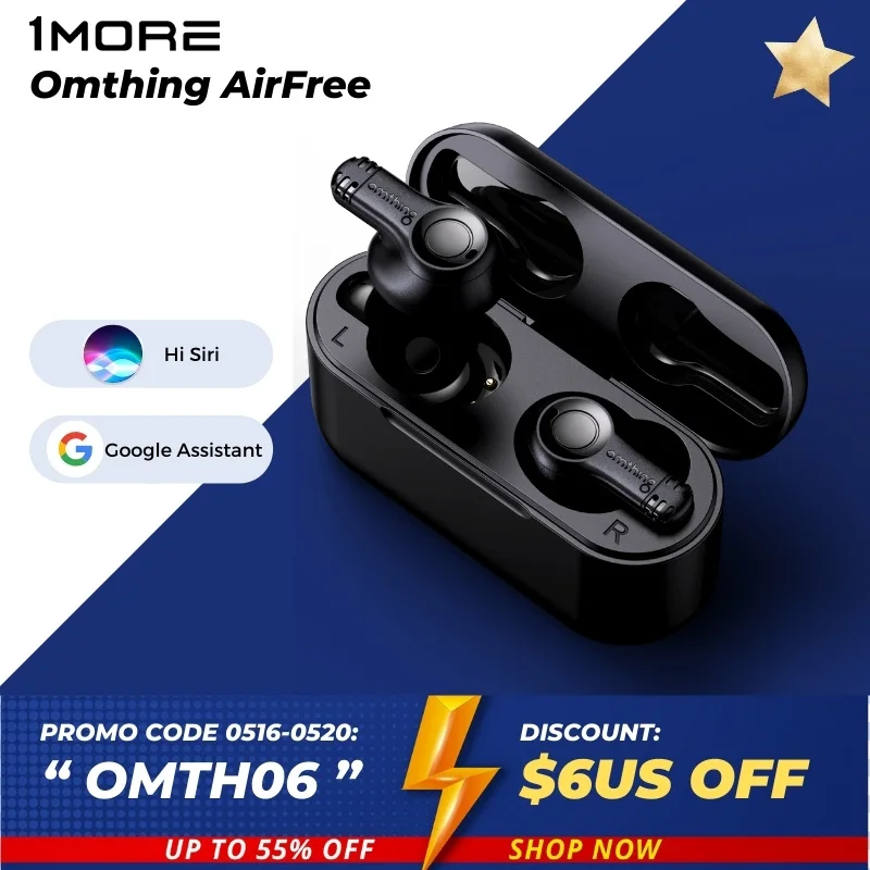 1MORE Omthing AirFree bluetooth наушники беспроводной проводные 4 микрофоном ENC 7 мм динамический 550 мА/ч, Батарея поддержка APP OTA 
