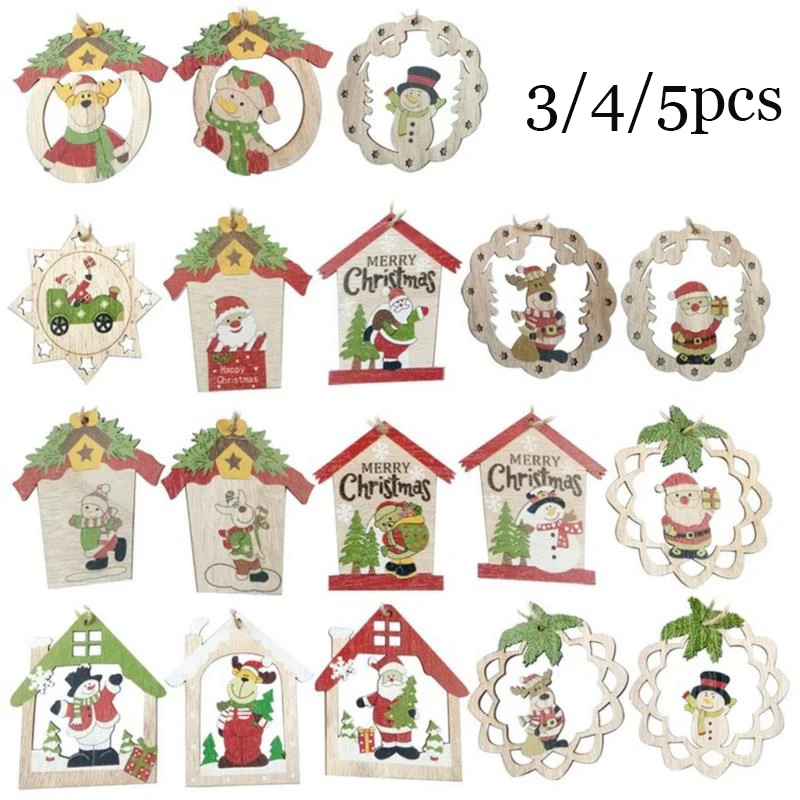

3/4/5pcs Christmas Tree Pendant Xmas Decoration Christmas Pendant Illuminate Snowman Elk