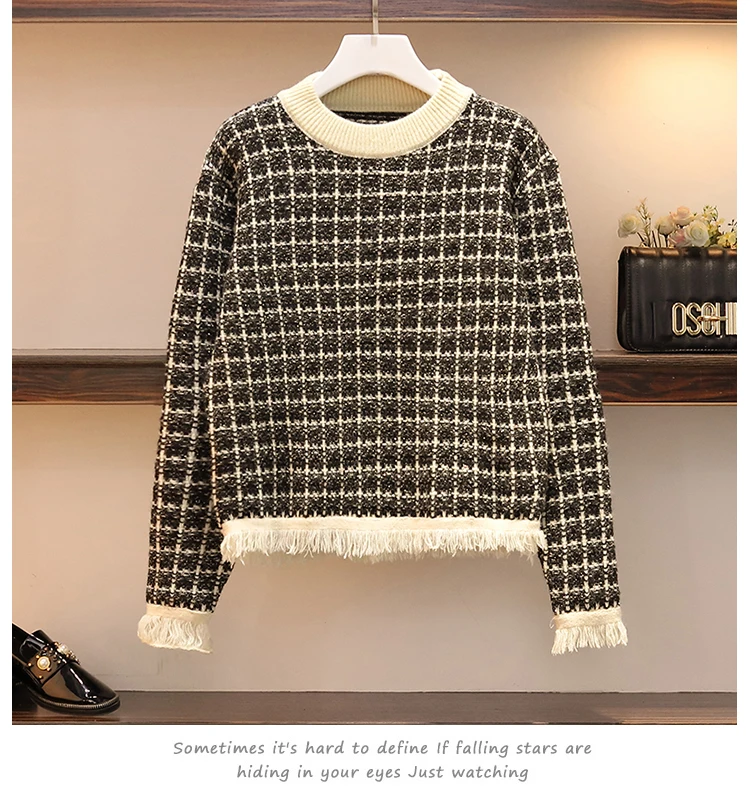 Большой плюс размер Sweater свитер одежда розовый комплект юбки для девочек костюм женский осенний комплект из 2 предметов s свитер+ юбка комплект из 2 предметов Vestidos