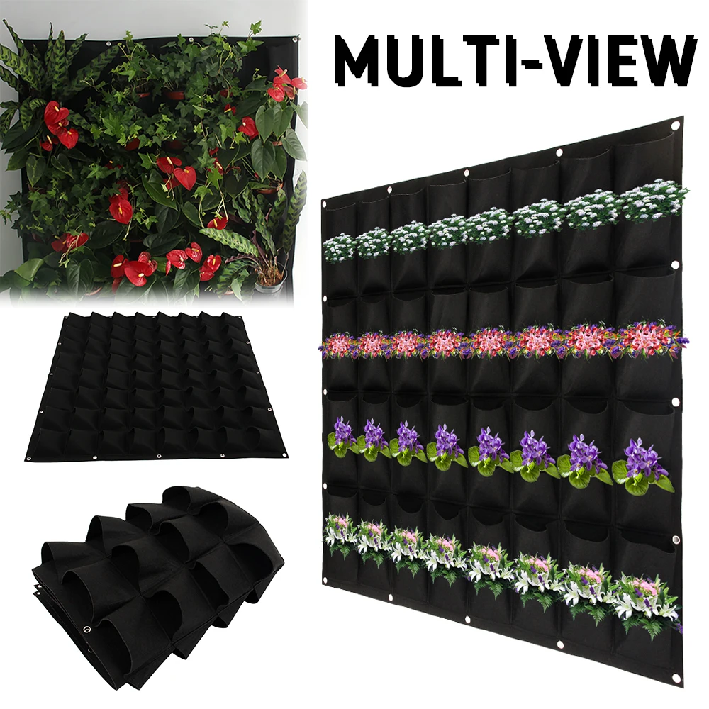 Черные настенные сумки для посадки 64 кармана сумка выращивания растений