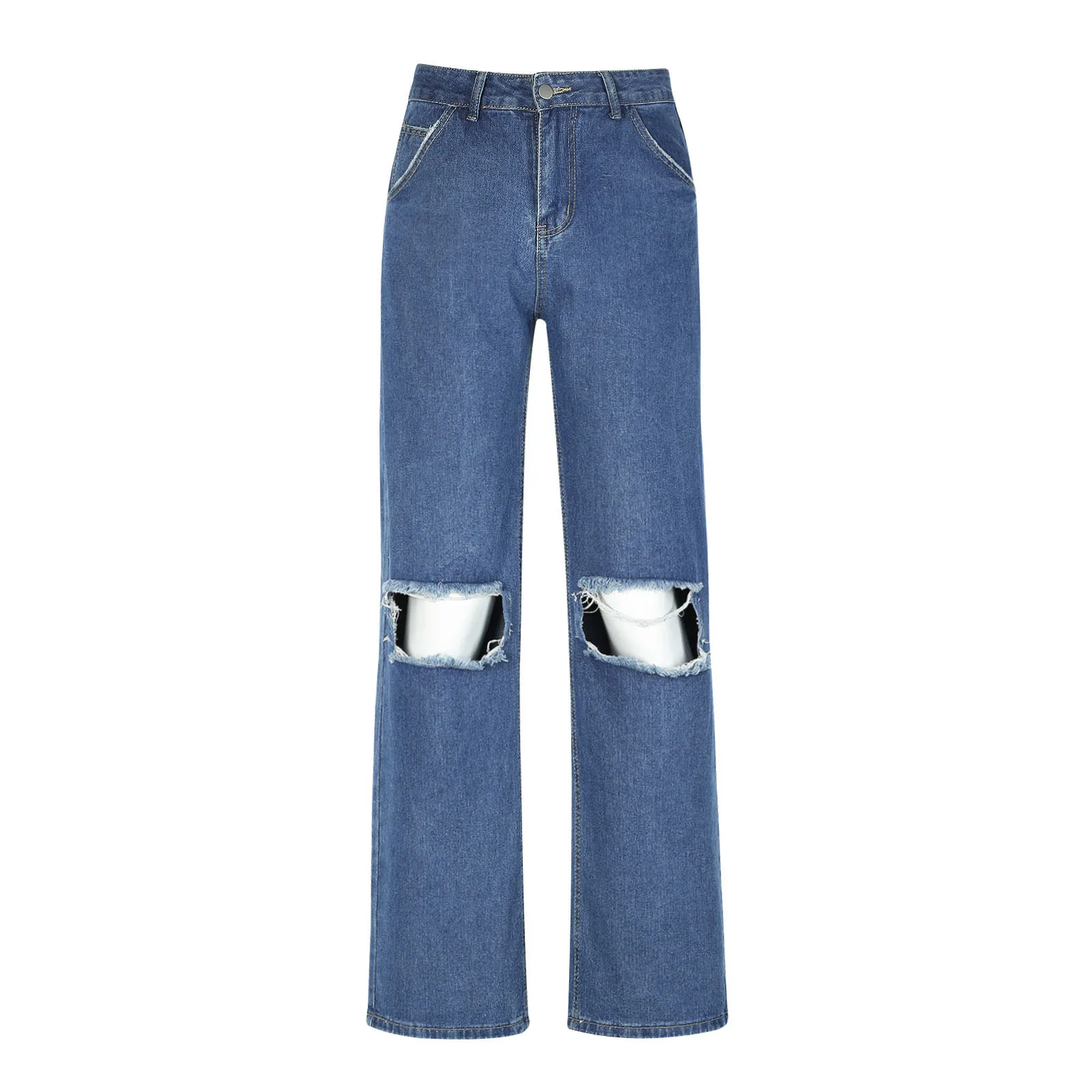 

Ripped Straight Women Fashion jeans Baggy Vintage High Waist Retro Boyfriends Mom y2k Denim Jeans Casual Streetwear 2021