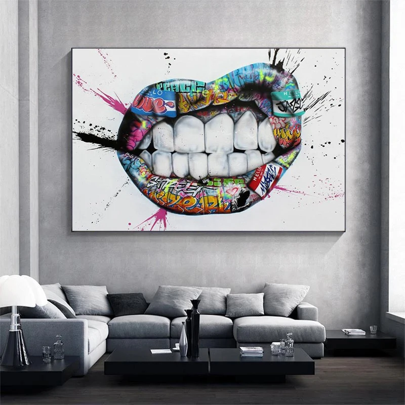 

Street Graffiti Art Lover Kissing Abstract Canvas Painting Posters and Prints Hand Wall Art Picture for Living Room Home Decor