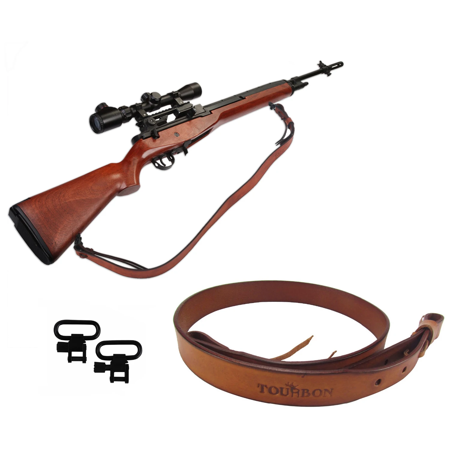 

Tourbon Hunting Gun Sling Rifle Belt w/Swivels Shotgun Shooting Shoulder Strap Genuine Leather Gun Accessories Adjusted(1 SET)