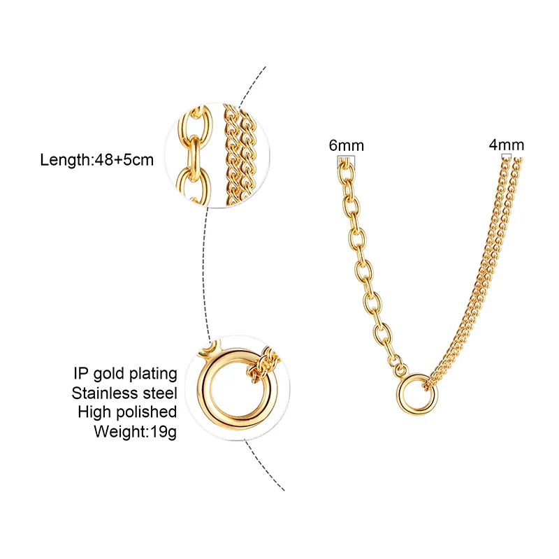 

Fashion Oval Chain Necklace for Women Circle Pendant with Double Curn Link Pave Neckace Fashion 2020 Jewelry Adjustable