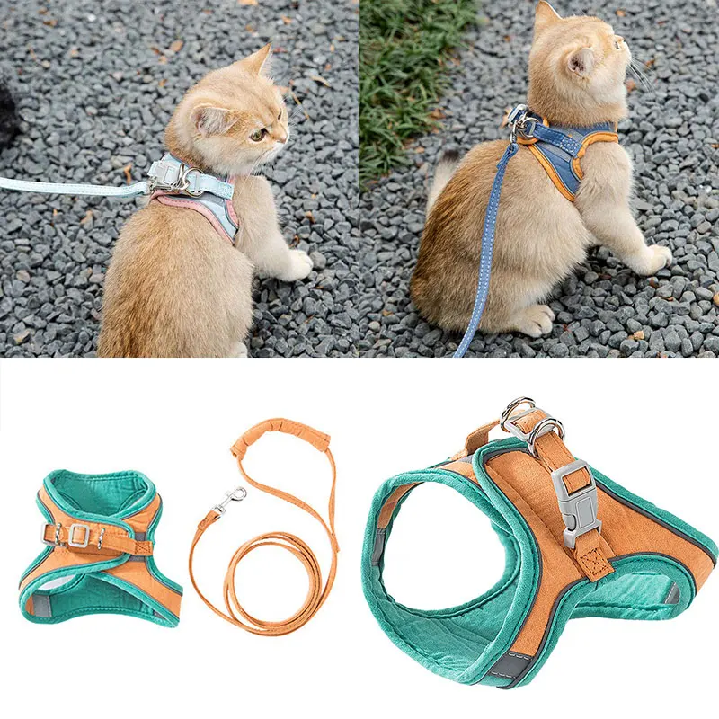

Cat Harness Fashion Reflective Vest Pet Harnesses Outdoor Walking Small Cats Dogs Floral Print Harness Collar Cat Accessories
