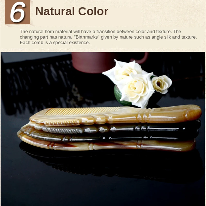 Натуральный вьетнамский гребень из рога буйвола Изысканный резной для волос