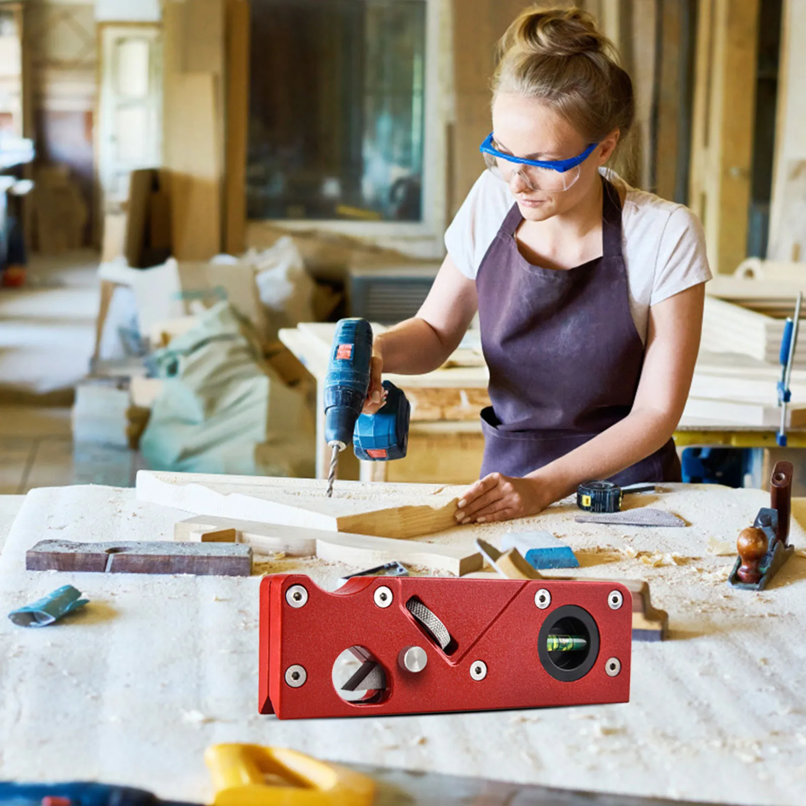 

Planing tool red with 6 cutting head Woodworking Corner Plane Flattening Quick Trimming Chamfering Hand Planer Woodworking tools