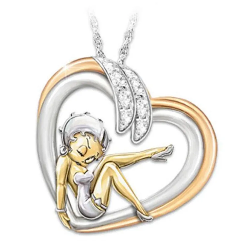 

Classic Fashion Style Luxury Popular Cartoon Heart-shaped Angel Zircon Necklace Romantic Valentine's Day Pendant Gift Wholesale