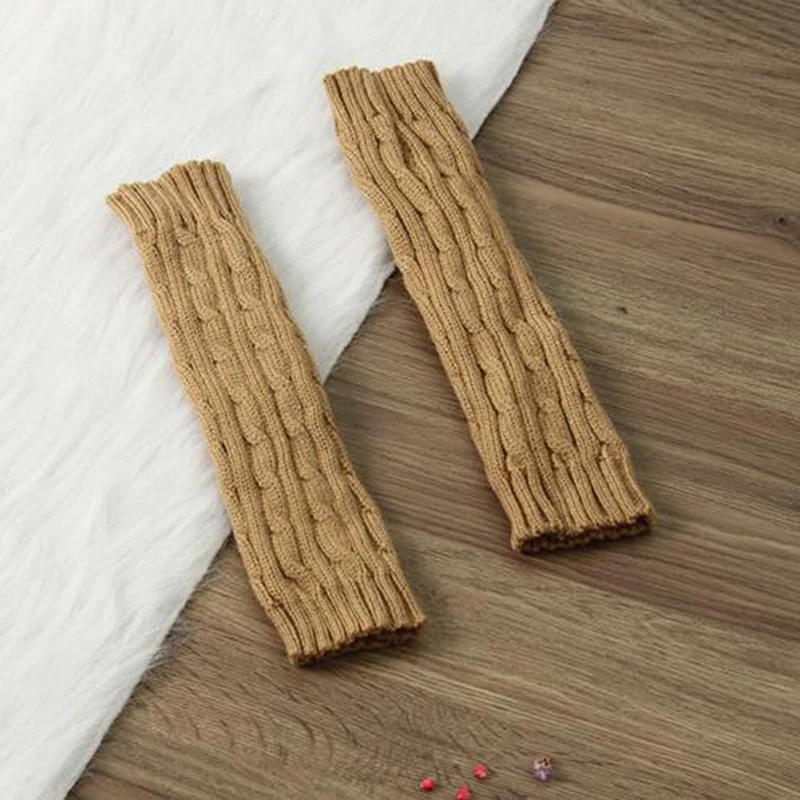 winter warm Women Wool Mitten solid Fingerless Gloves Hand Warmer Winter Arm Crochet Knitting Faux Gants Femme |