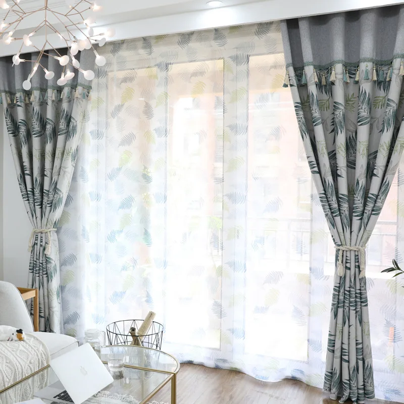 Новые высококачественные большие листья с полными затемненными занавесками для