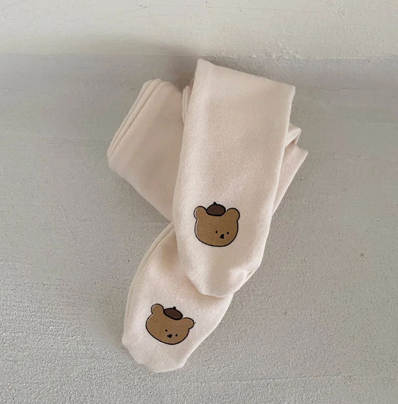 

2021 Spring And Autumn New Style Newborn Baby Cute Stretch Pairs Toddler Boy Girl Bear Pattern Fashion Wrap Foot Pants