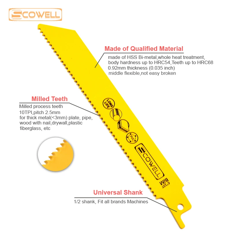 5 упаковок 6 дюймов 10TPI HSS биметаллическая сабельная пила полотна для сабельных