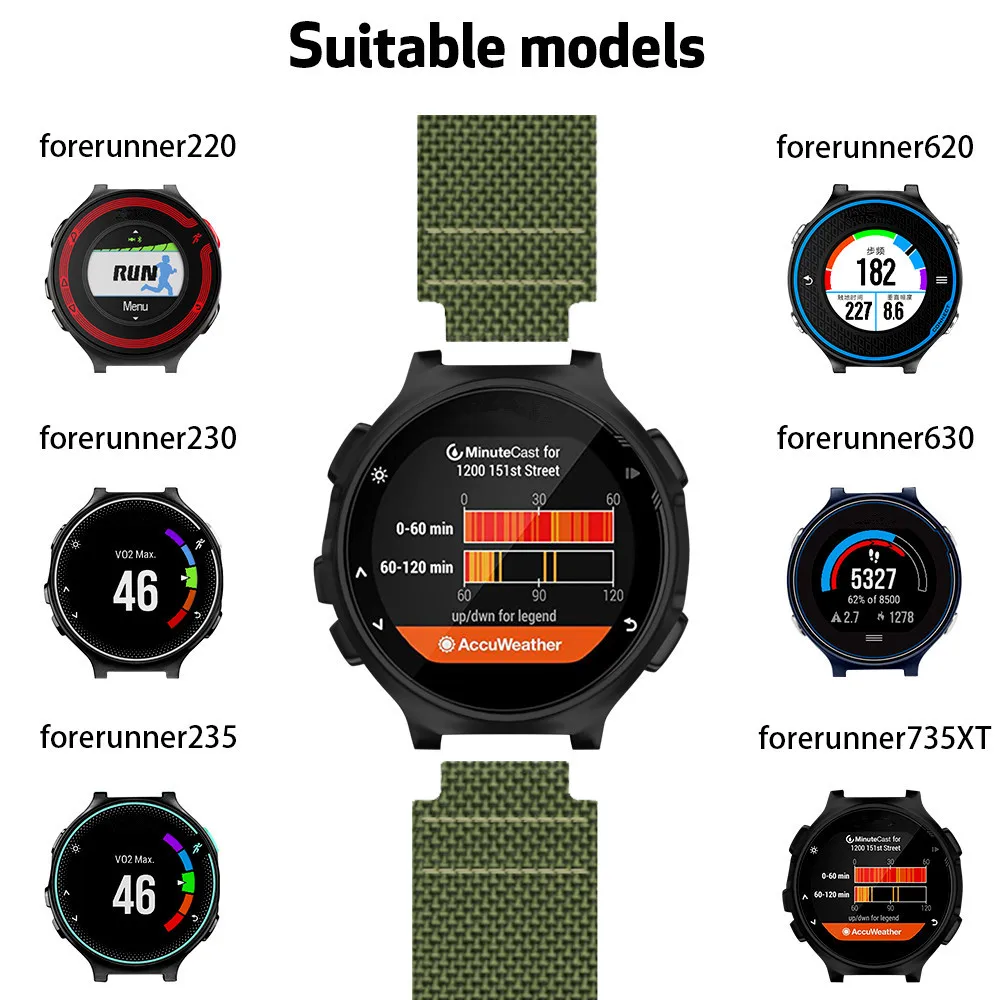 Нейлоновый ремешок для часов совместимый с Garmin Forerunner 735XT/220/230/235/620/630 нейлоновый