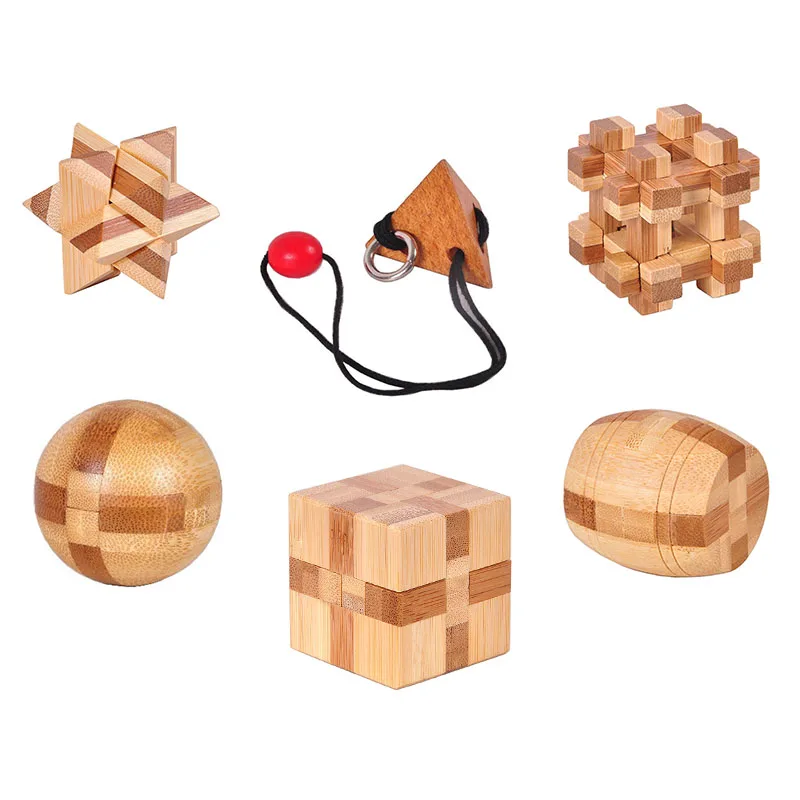 

China Classic IQ Brain Teaser 3D Wooden Puzzle Lock Kong Ming Lock Educational Toy For Kids Adults Cube Game Wooden Constructor