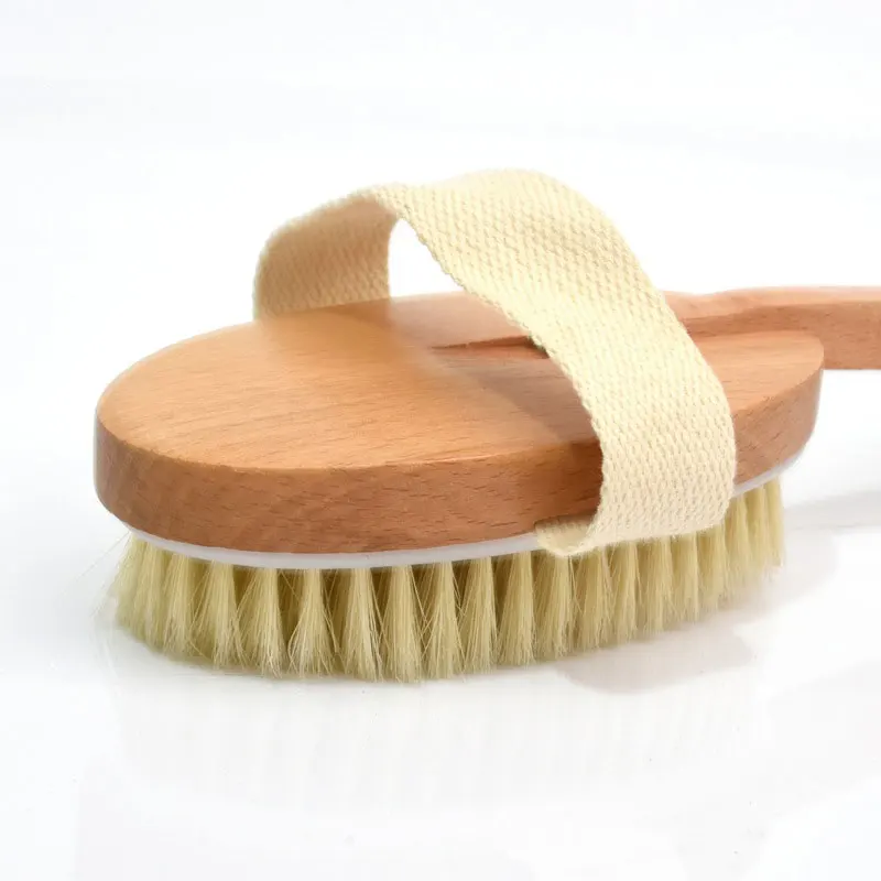 

Natural Long Wooden Bristle Body Brush Massager Bath Shower Back Spa Detachable Scrubber BFC996