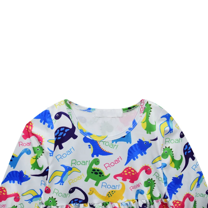 2020 Одежда для девочек платье с мультипликационным рисунком динозавра Детские