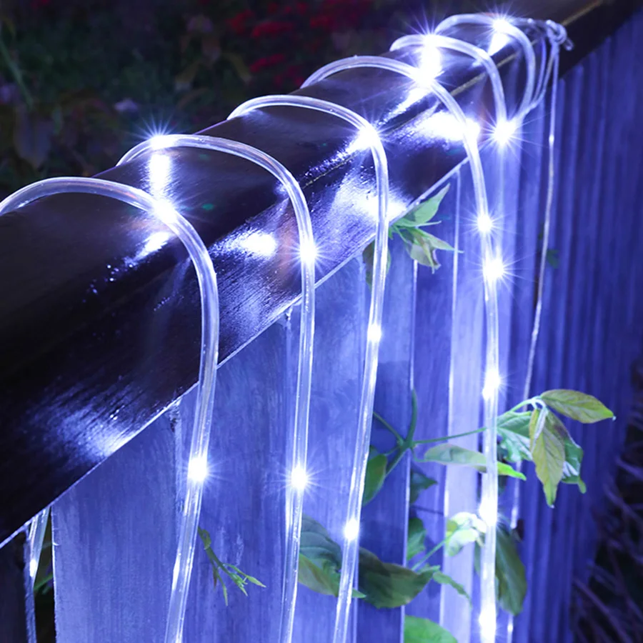 Thrisdar 100LED солнечные веревочные огни наружные садовые трубчатые струнные