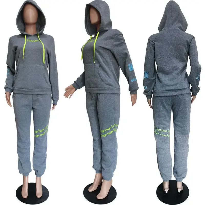 

ZOOEFFBB Aesthetic Winter Tracksuit Two Piece Outfits for Women Long Sleeve Hoodies and Sweatpants Lounge Wear Matching Sets