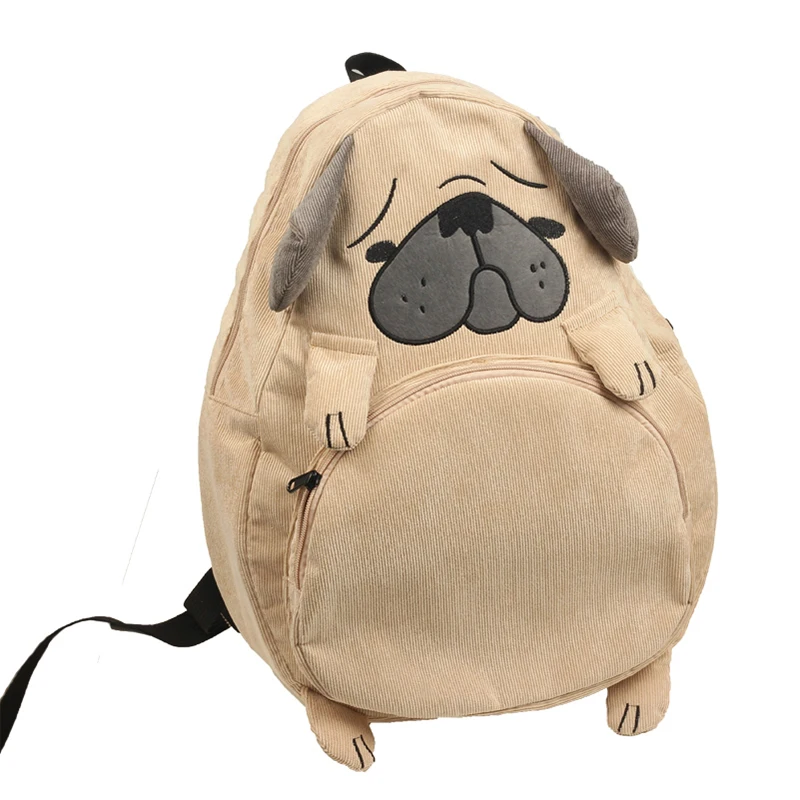 

School Backpack Anime For Teenagers Girls Cute 2021Fashion Designer Corduroy Animal Fox And Dog Shape Schoolbag Student Backpack
