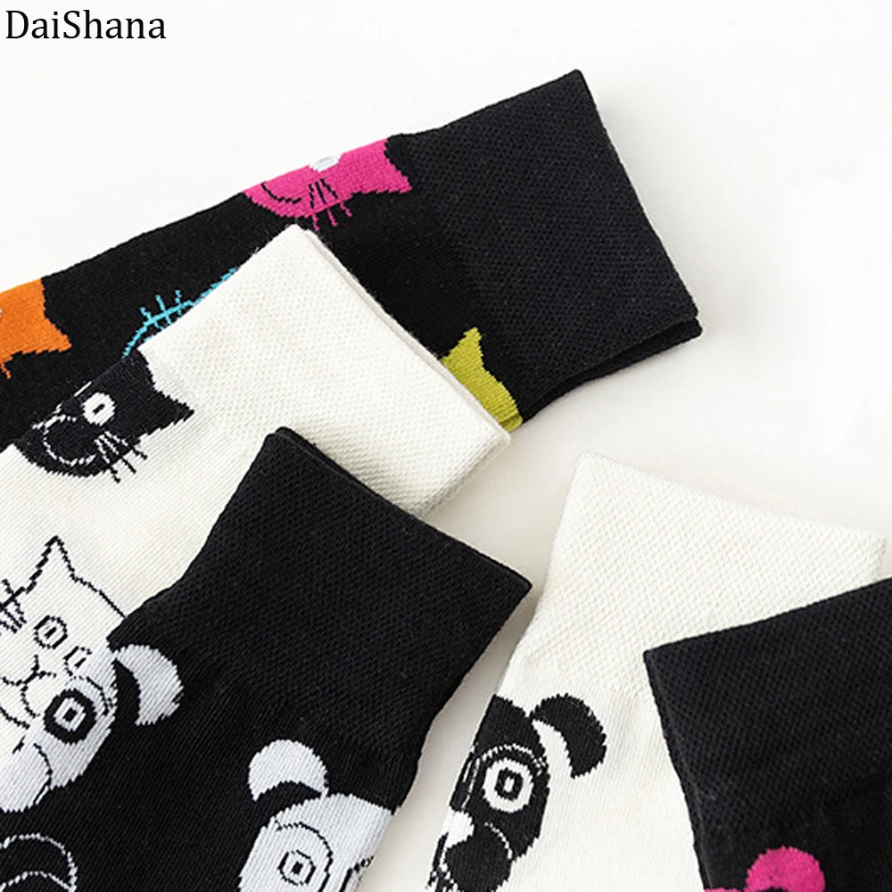 DaiShana New Arrival Harajuku Women Socks Combed Cotton Cat Dog Pattern Happy Socks Unisex Fashion Casual Ankle Girl Socks Meias