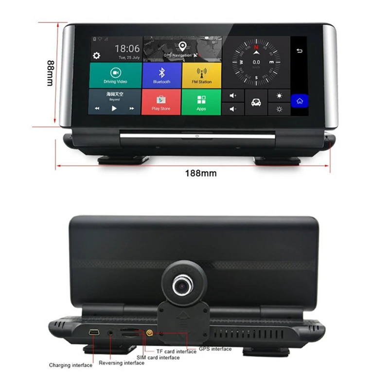 Автомобильный видеорегистратор 4G GPS навигатор на Android 7 0 FHD 1080P wi fi Bluetooth