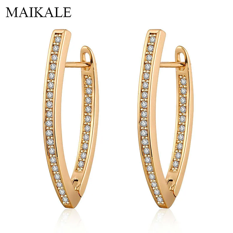 MAIKALE, новая мода, v-образная форма, маленькие серьги-гвоздики, кубический цирконий, золото, серебро, медь, серьги для женщин, корейское ювелирное изделие, очаровательные подарки