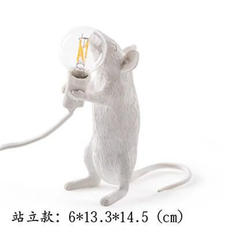 Italian Rat Table Lamp Nordic Bedroom Bedside Fixtures Mouse Lamp Wedding Deco Table Light Children's Gifts Golden Luminaria - Цвет абажура: A