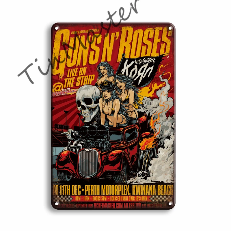 Металлический постер GUNS R ROSES Rock N Roll жестяной ВИНТАЖНЫЙ ПЛАКАТ с изображением