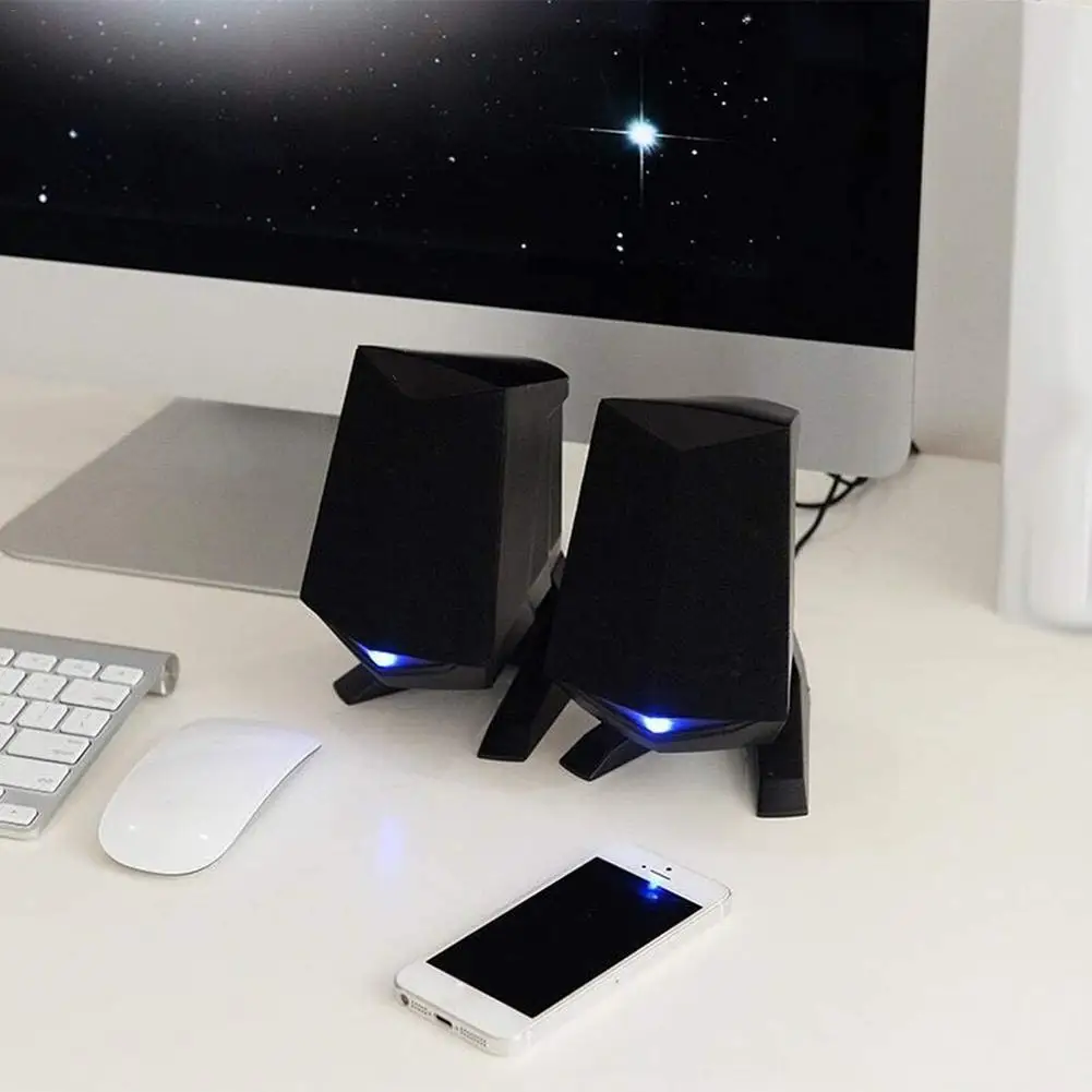 

USB Power Speakers Stereo 3.5mm Audio Jack For PC Laptop Computer Intelligent Noise Reducing Portable 3D Desktop Audio Speakers