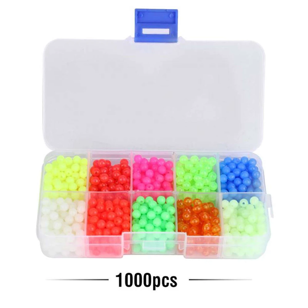 

1000pcs/Box Luminous Fishing Beads Lure 5mm Fishing Floats Night Glow Beads Fishing Tackle Lures Bead Bait Plastic Accessories