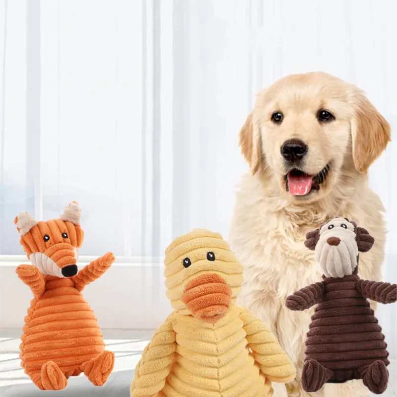

Dog Toys for Small Large Dogs Pet Training Supplies Animal Shape Corduroy Plush Pet Puppy Squeaky Chew Toys Pets Accessories
