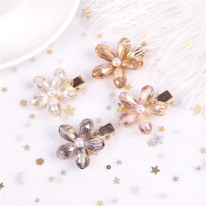

Fashion Crystal Hair Clips for Women Girls White Pink Gray Champagne color Headwear Hairpin clips acsesorios para el cabello