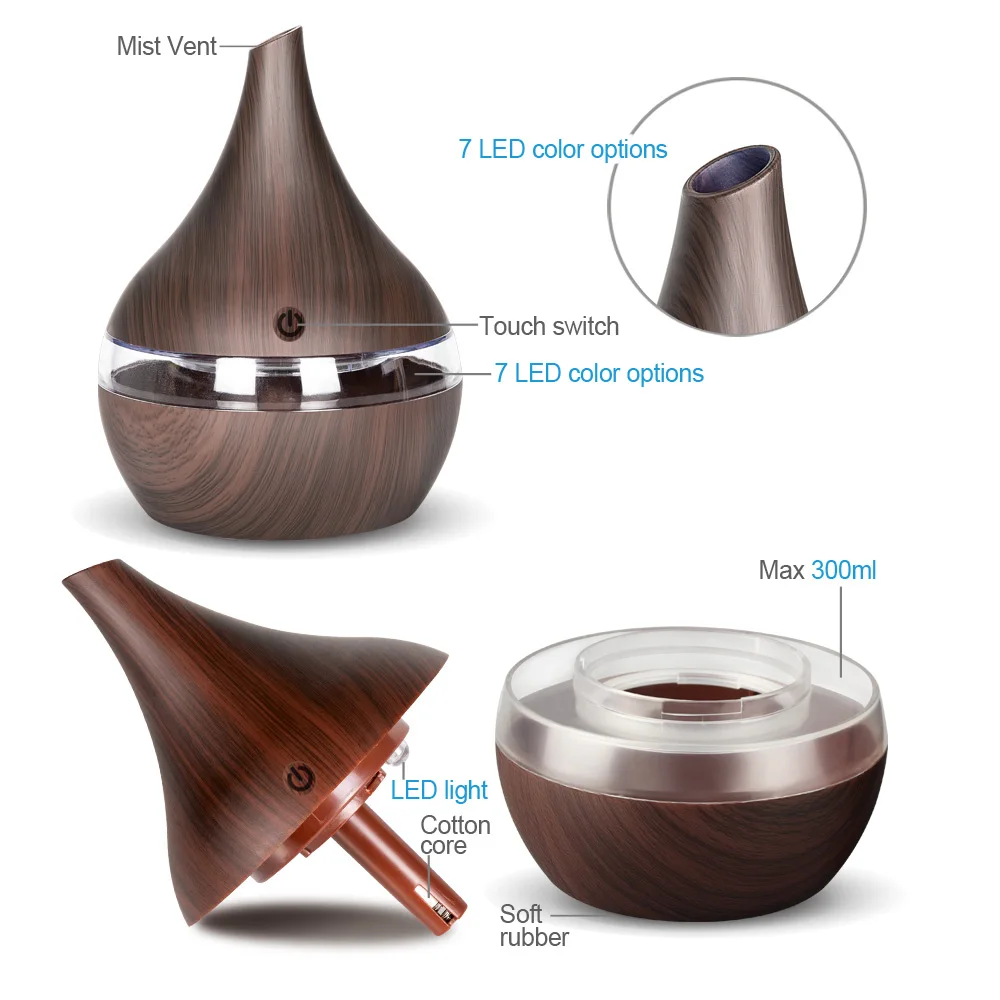300 мл USB увлажнитель воздуха Арома диффузор с эфирными маслами ароматерапии