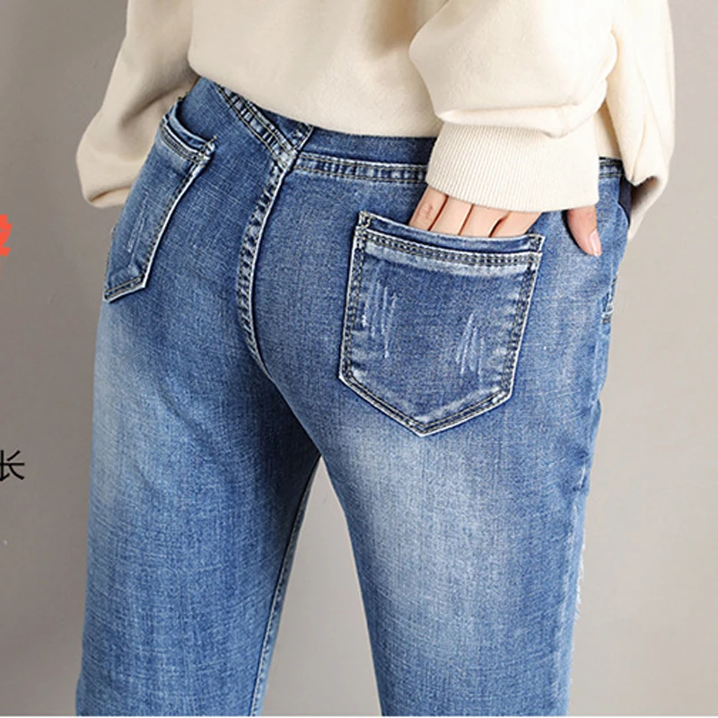 Девять десятых брюки рваные джинсы для беременных Брюки Одежда 0225|Джинсы| |