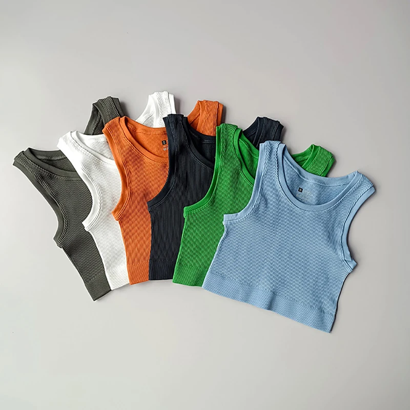 

Sexy Women Yoga Vest Gym Sports Vest Fitness Running Short Vest Seamless Solid Knitted Off Shoulder Gym Yoga Top Sport Tops