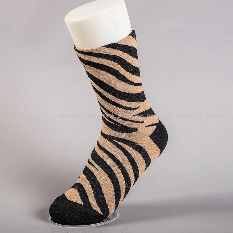 Women Socks Cotton Zebra Stripe Cartoon Sock Woman Colorful Unisex High Funny Novelty Sox Spring Autumn Female Trendy Skarpetki