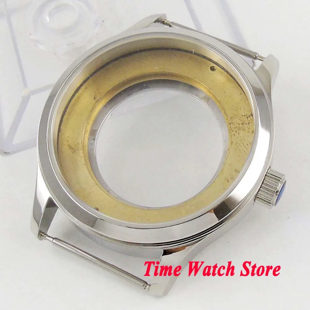 42 мм чехол для часов из полированной нержавеющей стали 316L сапфировое стекло