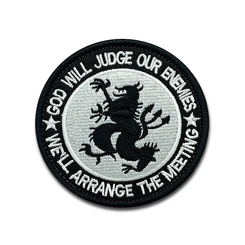 GOD WILL JUDGE OUR ENEMIES Patches high quality Embroidered Military Tactics Badge Hook Loop Armband 3D Stick on Jacket Backpack