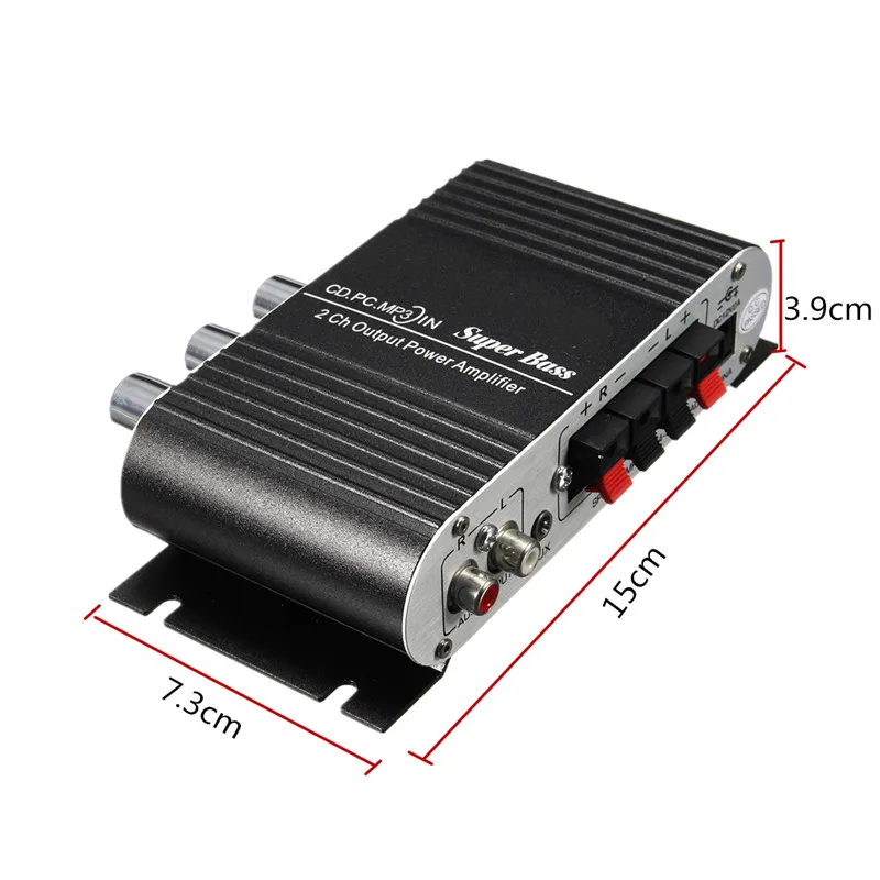 Автомобильный усилитель 12V Мини Hi-Fi 2,1 автомобильный усилитель MP3 MP4 стерео аудио плеер Авто звуковой разъем Усилитель-сабвуфер для mp3 PC DVD проигрыватель компакт-дисков