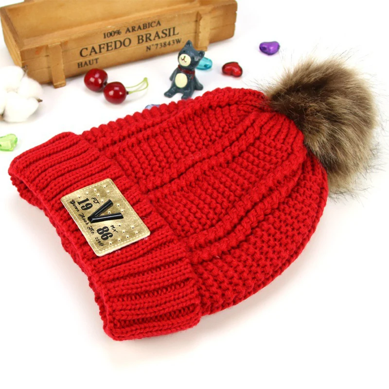 2Pcs/set Baby Hats Scarf With Pompom Knitted Woolen Turban Beanies Caps Warm Elastic Hat For Childern Girls Autumn Winter | Детская