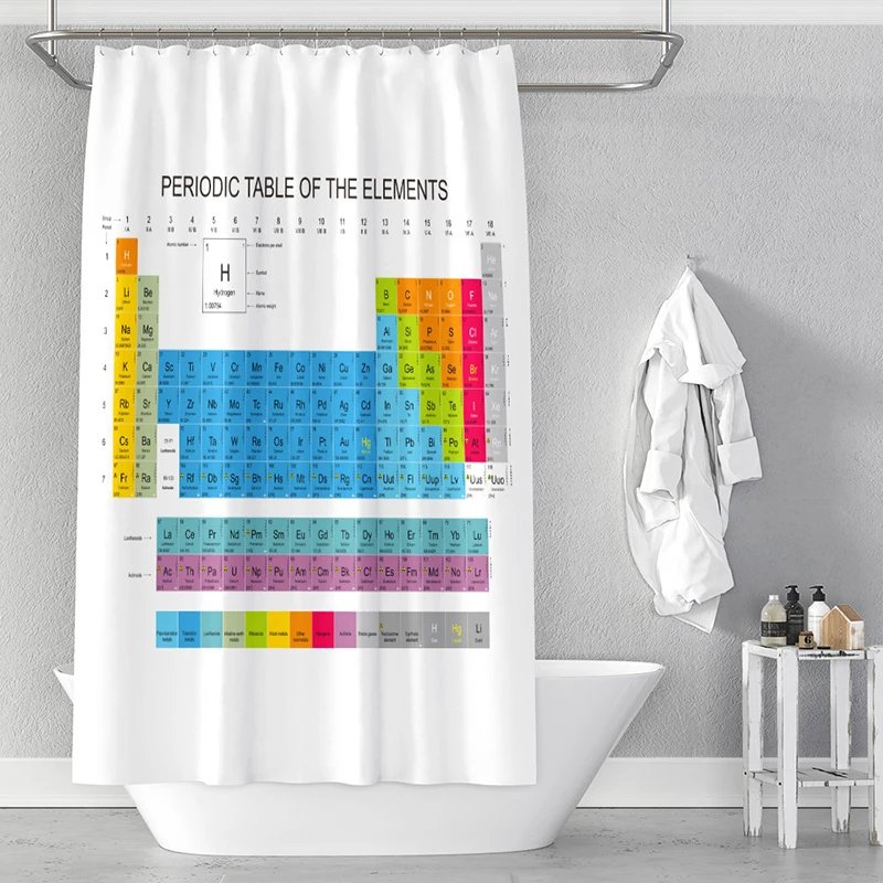 

Periodic Table Of Elements Shower Curtain Chemical Form Digital Printing Waterproof Shower Curtain Bathroom Products