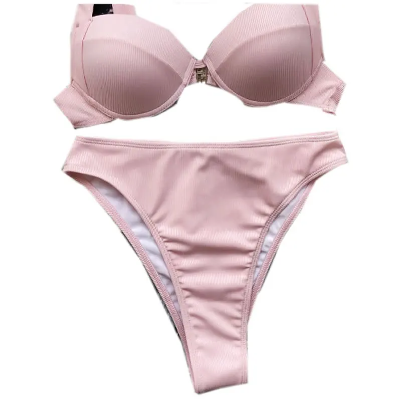 

New Sexy Bikini 2021 Solid Swimsuit Women Swimwear Push Up Bikini Set Summer Beach Swimming Suit Brazilian Bathing Suit