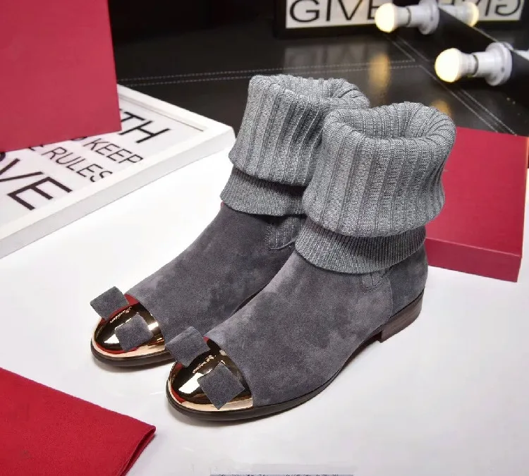 Вязаные сапоги женские до середины икры Bota Feminina зимние Botas Mujer обувь с кристаллами