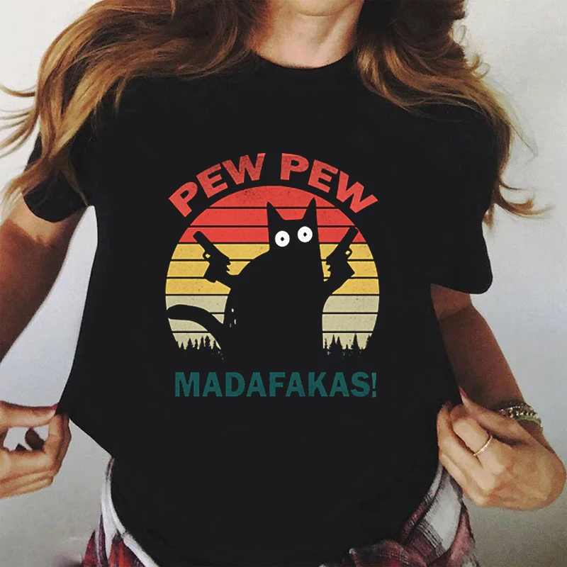 

Футболка женская, с принтом мадафакаса, черная, повседневная, футболки Camisetas