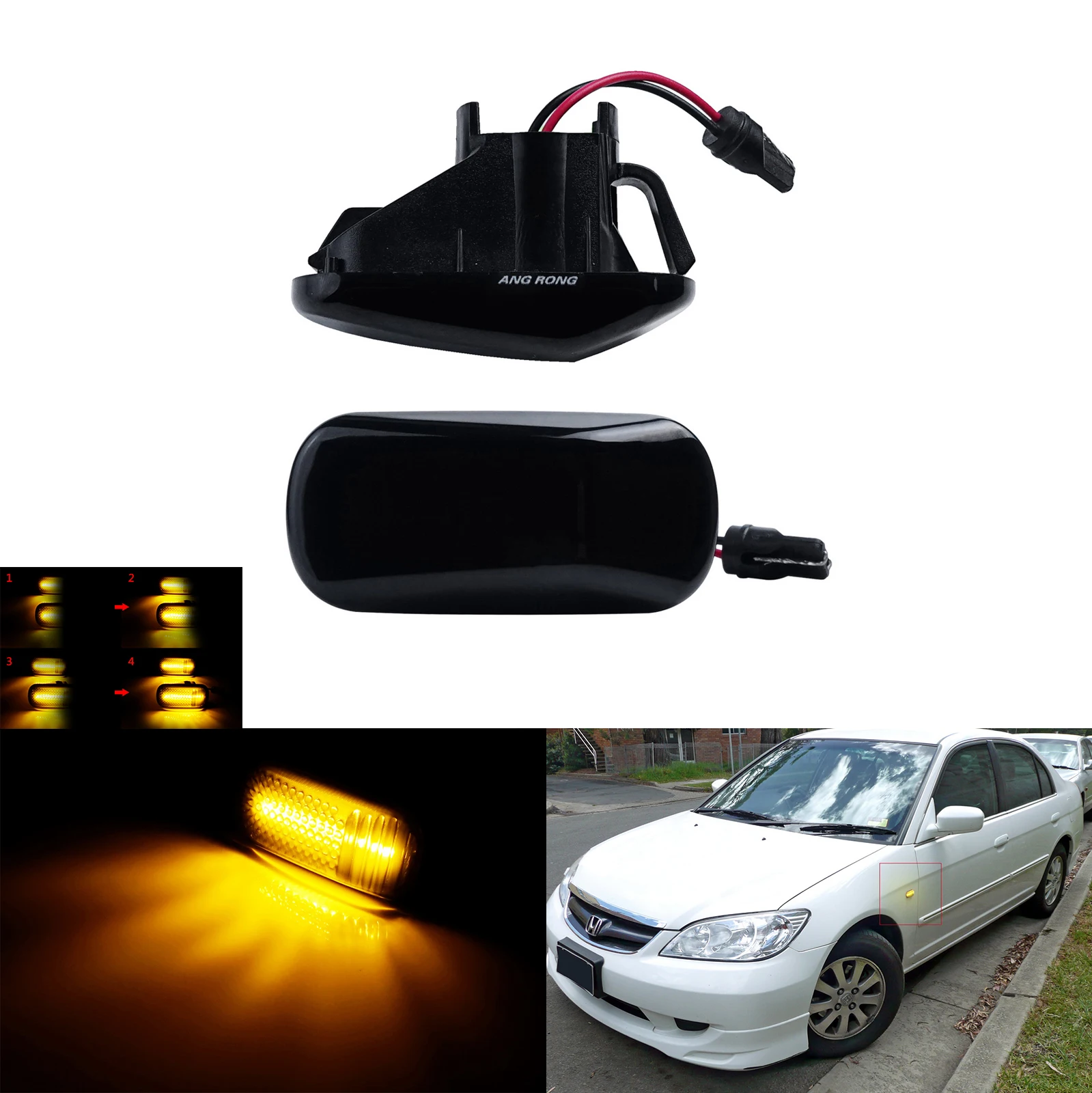 

Динамический светодиодный боковой индикатор, светодиодный ретранслятор светильник Honda Civic Integra Jazz CR-V