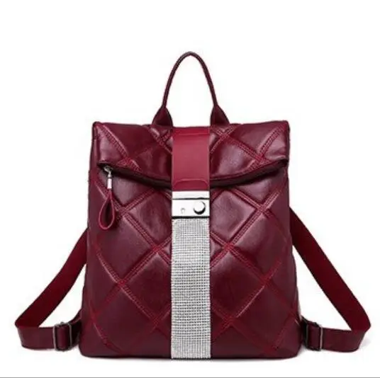 Wine red3 Женский рюкзак 3 в 1, черные рюкзаки, женские кожаные роскошные сумки для рук, сумка для путешествий, тканевый Школьный рюкзак, mochila feminina - Цвет: Wine red3