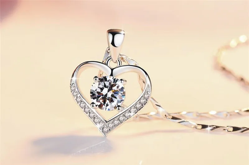 Женское Ожерелье с кулоном в виде сердца цирконом | Украшения и аксессуары